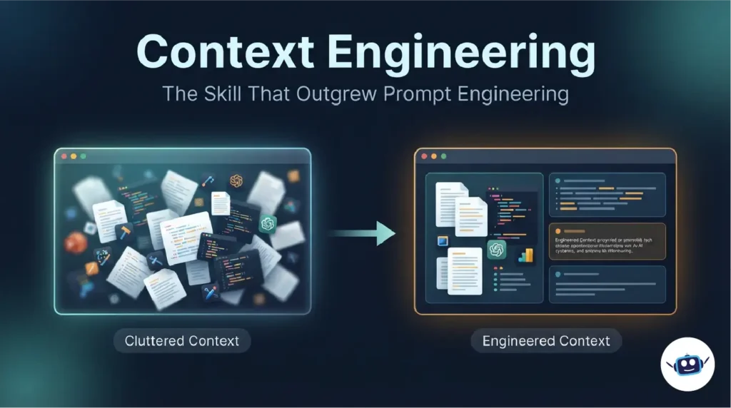 Diagram comparing cluttered AI context with engineered context
