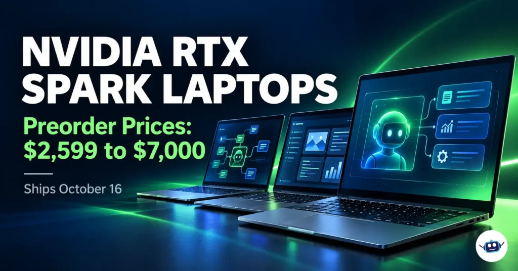 NVIDIA RTX Spark agentic AI laptops on preorder, with prices ranging from $2,599 to $7,000.